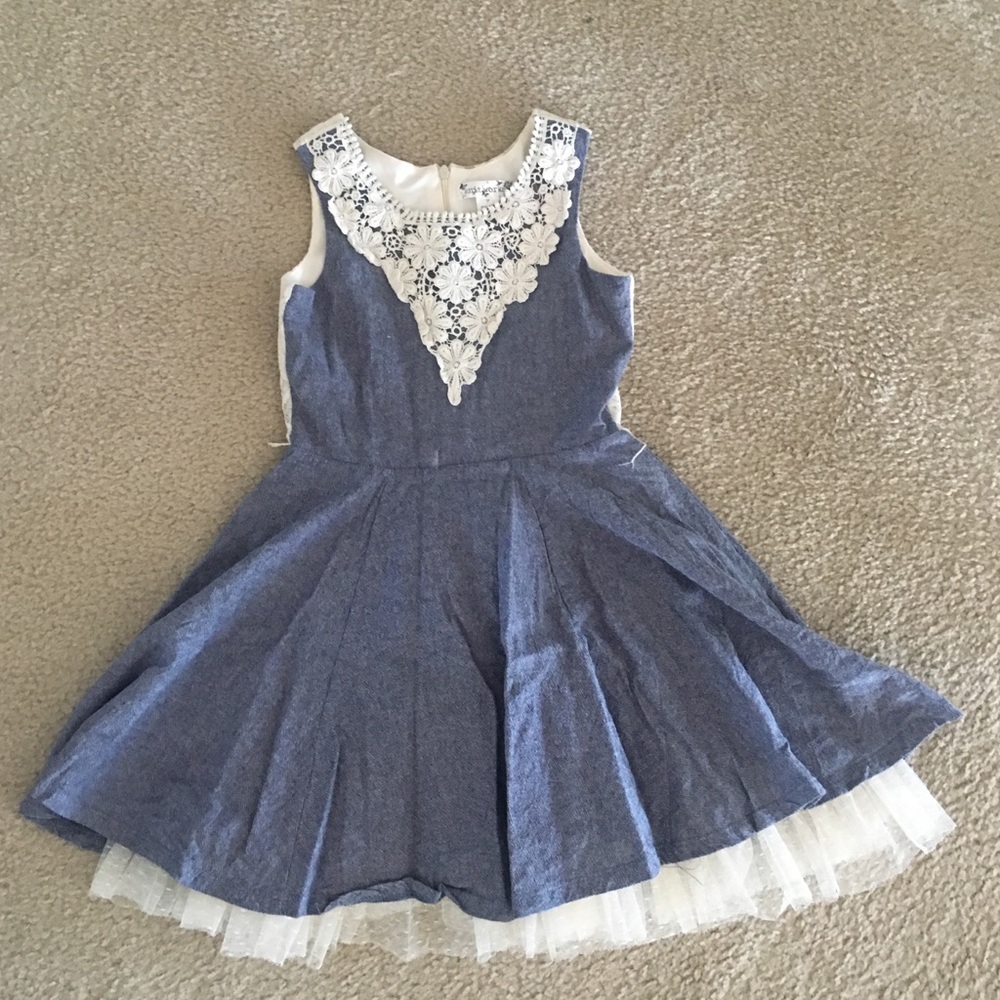 Kids Denim and lace midi dress